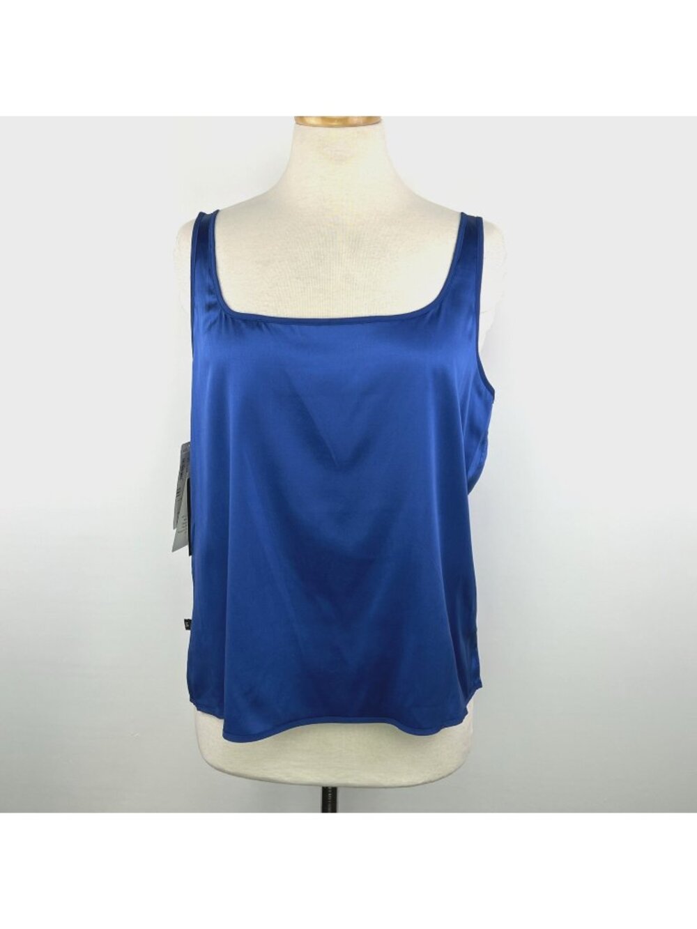 Dana Buchman Size 14 Blue Stretch Silk Blend Reversible Tank Shiny and Matte